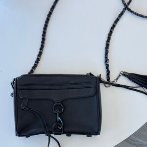 Rebecca Minkoff Black Leather MAC Crossbody with Chain Strap